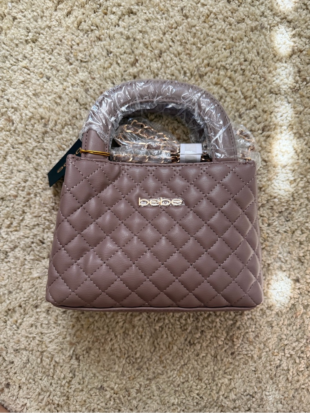 bebe Quilted Mini Satchel in Mauve